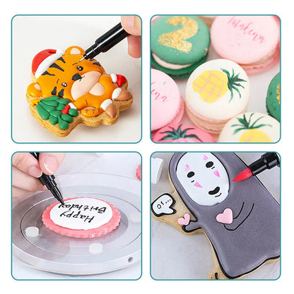 2 Black Food coloring Pens Double Sided Food Grade and Edible Marker Writers