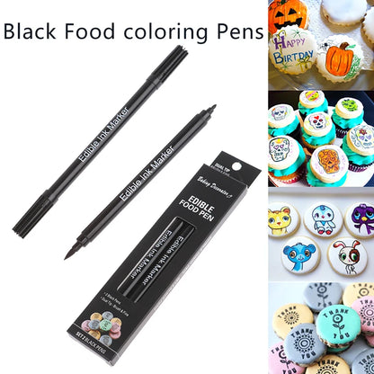 2 Black Food coloring Pens Double Sided Food Grade and Edible Marker Writers